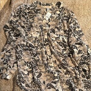 LOFT Floral Button-Up Blouse